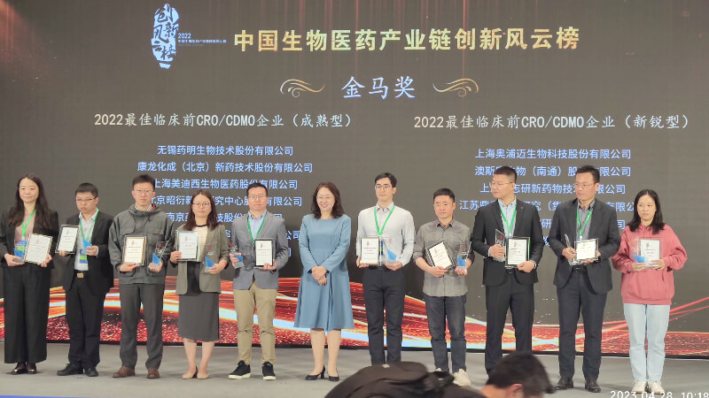 美迪西连续两年荣登“2022中国生物医药产业链创新风云榜”，获评“金马奖—2022最佳临床前CRO/CDMO企业 （成熟型）” 
